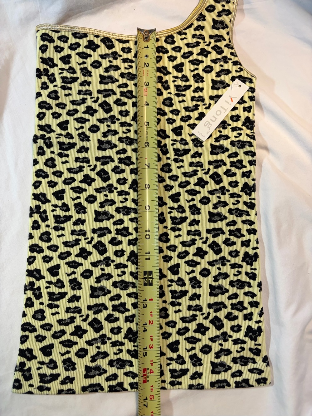 One-Shoulder Yellow Leopard Ribbed Tank - Picture 4 of 4